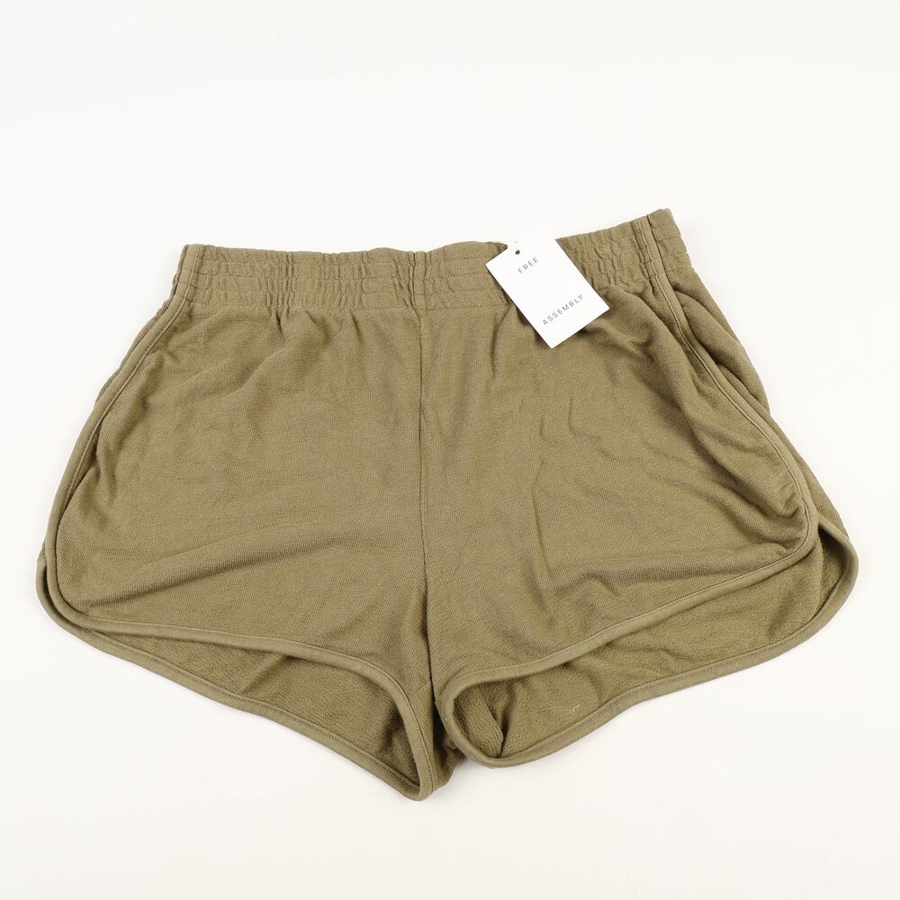 NWT Free Assembly Womens L Track Short Green Pull-On Cute